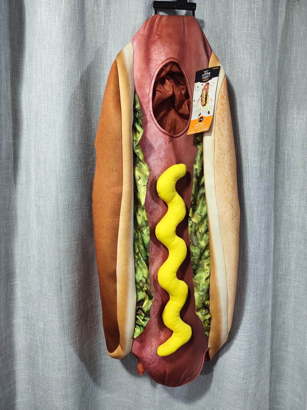 Novelty Hot Dog Costume with Yellow Mustard Accent - ( )